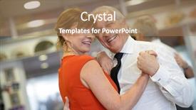  Presentation with couple dance - Slide deck featuring 60s dancing - senior couple attending dance class background and a coral colored foreground