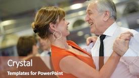  Presentation with dance - Amazing PPT theme having 60s dancing - senior people attending dance class backdrop and a red colored foreground