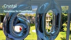  Presentation with 60th birthday - Slides featuring 60th birthday inflatable balloons background and a ocean colored foreground