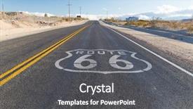  Presentation with road trip - Colorful PPT layouts enhanced with 66 asphalt road in united backdrop and a dark gray colored foreground