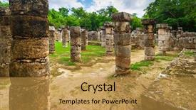  Presentation with mexico - Cool new PPT layouts with 7 ancient wonders world - columns of the thousand warriors backdrop and a gold colored foreground