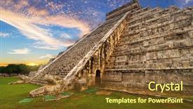  Presentation with pyramid - Cool new slide set with 7 ancient wonders world - kukulkan pyramid in chichen itza backdrop and a tawny brown colored foreground