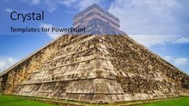  Presentation with native american indian mexico - Amazing PPT theme having 7 ancient wonders world - kukulkan pyramid in chichen itza backdrop and a  colored foreground