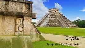  Presentation with pyramid success - Colorful slides enhanced with 7 ancient wonders world - kukulkan pyramid of chichen itza backdrop and a gold colored foreground