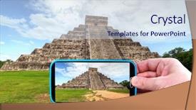  Presentation with pyramid - Amazing slides having 7 ancient wonders world - making photos by smartphone backdrop and a  colored foreground