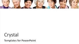  Presentation with cheerful - Colorful slide deck enhanced with 7 contenent - 7 senior woman portraits backdrop and a white colored foreground