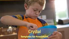  Presentation with container - Slide set consisting of 7 contenent - boy mixing batter in blue background and a  colored foreground