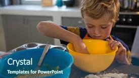  Presentation with food - Slide set enhanced with 7 contenent - boy preparing food in yellow background and a  colored foreground