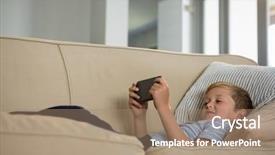  Presentation with mobile home - Theme enhanced with 7 contenent - boy using mobile phone background and a  colored foreground