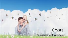  Presentation with parenting - Beautiful theme featuring 7 contenent - little daughter hugging her father backdrop and a  colored foreground