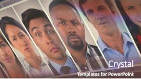  Presentation with collage of diversity people - PPT theme consisting of 7 contenent - people collage portrait 7 wide background and a violet colored foreground