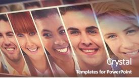  Presentation with collage of diversity people - Slides with 7 contenent - people collage portrait 7 wide background and a  colored foreground