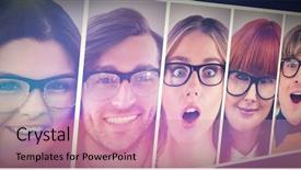 Presentation with people collage - Amazing PPT layouts having 7 contenent - people collage portrait 7 wide backdrop and a  colored foreground