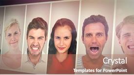  Presentation with people collage - Slides having 7 contenent - people collage portrait 7 wide background and a coral colored foreground