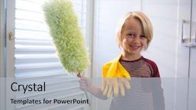  Presentation with mop baby - PPT theme with 7 contenent - portrait of boy holding background and a light gray colored foreground