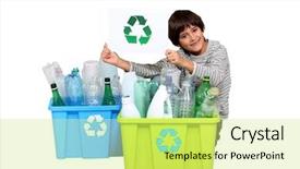  Presentation with recycling - Colorful presentation design enhanced with 7 contenent - recycling backdrop and a yellow colored foreground