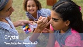  Presentation with woman in pain - Cool new presentation theme with 7 contenent - woman doing face paint backdrop and a  colored foreground