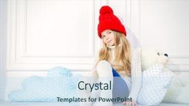  Presentation with knitted clothes - Theme enhanced with 7 s model - cute little 7 year old background and a sky blue colored foreground