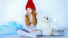  Presentation with knitted clothes - PPT theme having 7 s model - cute little 7 year old background and a  colored foreground