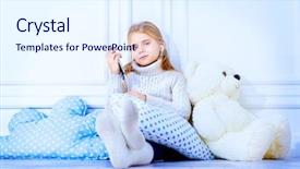  Presentation with knitted clothes - Cool new PPT theme with 7 s model - happy 7 year old girl backdrop and a  colored foreground