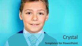  Presentation with old clothes - Slide deck enhanced with 7 s model - portrait of a happy smiling background and a cyan colored foreground