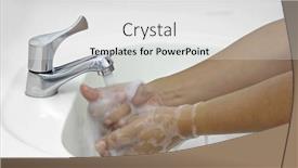  Presentation with hand washing - Slides enhanced with 7-steps-hand-washing-step background and a white colored foreground