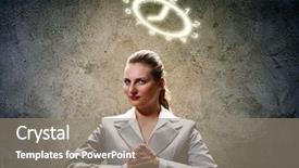  Presentation with microwave imaging image of modern - Audience pleasing presentation theme consisting of 7 wastes - image of businesswoman with halo backdrop and a gray colored foreground