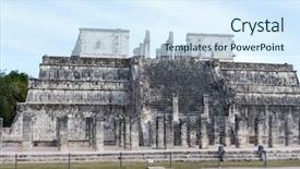  Presentation with archaeological - PPT theme consisting of 7 wonders in the world background and a sky blue colored foreground