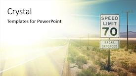  Presentation with highway road sign - Colorful presentation design enhanced with 70 mph speed limit sign backdrop and a white colored foreground