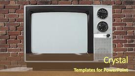  Presentation with brick - Colorful PPT theme enhanced with 70 s - analog television with brick wall backdrop and a tawny brown colored foreground