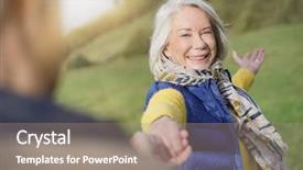  Presentation with folder tabs vibrant file divider - Presentation theme consisting of 70 s - portrait of vibrant senior woman background and a gray colored foreground