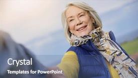  Presentation with folder tabs vibrant file divider - Audience pleasing presentation consisting of 70 s - portrait of vibrant senior woman backdrop and a ocean colored foreground