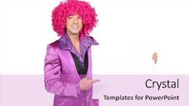  Presentation with 70s - Amazing presentation theme having 70s disco - man in silly seventies costume backdrop and a lilac colored foreground