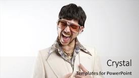  Presentation with 1970s - Presentation with 70s disco - portrait of a excited retro background and a soft green colored foreground