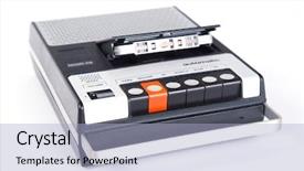  Presentation with tape recorder - Theme with 70s disco - retro cassette tape player background and a light blue colored foreground