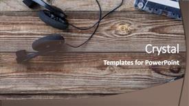  Presentation with cassette - Beautiful PPT theme featuring 70s rock - cassette tapes cassette player backdrop and a gray colored foreground