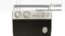  Presentation with radio - Theme enhanced with 70s rock - old 70 radio white background background and a  colored foreground