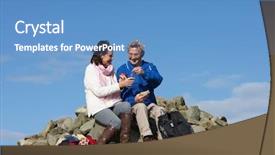  Presentation with senior couple - Presentation theme having 70s rock - senior couple stopping for lunch background and a  colored foreground