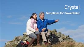  Presentation with active seniors senior couple - Audience pleasing presentation theme consisting of 70s rock - senior couple stopping for lunch backdrop and a  colored foreground