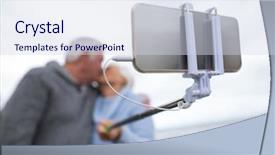  Presentation with senior couple - Presentation theme having 70s rock - senior couple taking a selfie background and a  colored foreground