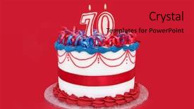  Presentation with 70th birthday - PPT theme having 70th cake with numeral candles background and a red colored foreground