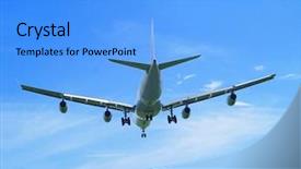 Presentation with airplane - Slide deck consisting of 747 - airplane landing background and a light blue colored foreground