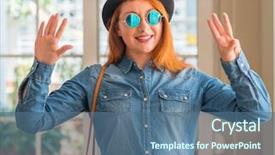  Presentation with arabian woman wearing hijab muslim - Colorful slide set enhanced with 8 - stylish redhead woman wearing bowler backdrop and a ocean colored foreground