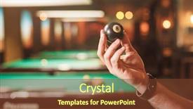  Presentation with billiard - Slides featuring 8 ball - male hand shows a billiard background and a tawny brown colored foreground