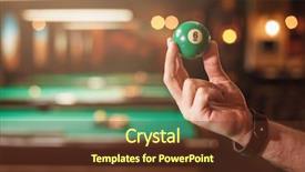  Presentation with billiard - Beautiful slides featuring 8 ball - male hand shows a billiard backdrop and a tawny brown colored foreground