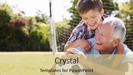  Presentation with grandfather - Slide set featuring 8 ball - portrait of grandfather and grandson background and a yellow colored foreground