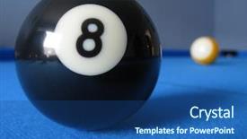  Presentation with billiard pool game nine ball - Beautiful presentation theme featuring 8 ball on a pool backdrop and a ocean colored foreground