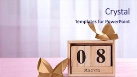  Presentation with butterflies - Cool new PPT theme with 8 blocks text - wooden block calendar and decorative backdrop and a sky blue colored foreground