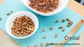  Presentation with almond milk - Slide set featuring 8 hours soaking in water background and a light blue colored foreground