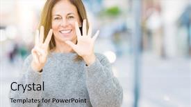  Presentation with arabian woman wearing hijab muslim - Slide deck enhanced with 8 points - beautiful middle age woman wearing background and a  colored foreground